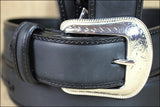 34 Inch 3D Black Mens Western Fashion Leather Belt Removable Buckle