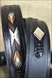 44 Inch 3D Black Mens Western Fashion Leather Belt Removable Buckle