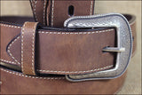46 Inch 3D Brown Mens Fashion Concho Leather Belt Removable Buckle