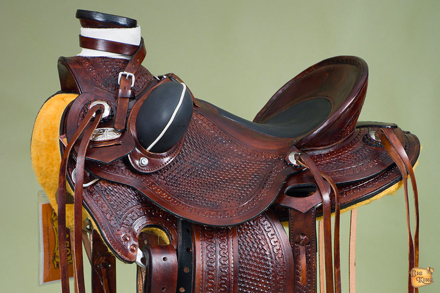 HILASON Western Horse Saddle American Leather Wade Ranch Roping Dark Brown | Hand Tooled & For Horses