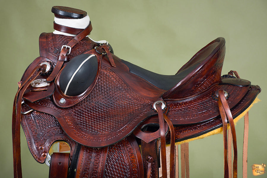 HILASON Western Horse Saddle American Leather Wade Ranch Roping Dark Brown | Hand Tooled & For Horses