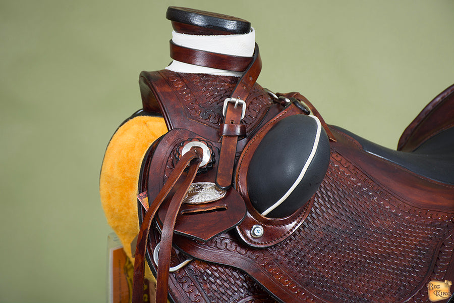 HILASON Western Horse Saddle American Leather Wade Ranch Roping Dark Brown | Hand Tooled & For Horses