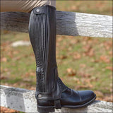 Shires Pebbled Leather Half Chaps Close Fit Elastic Calf & Secure Press Studs