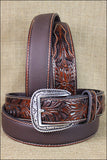 Western Belt Ariat Belt Silver Buckle Leather Mens Tooled Floral 32-46