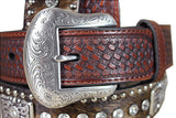 Western Leather Mens Belt Nocona Conchos Rhinestones Hair 32-46 Ines