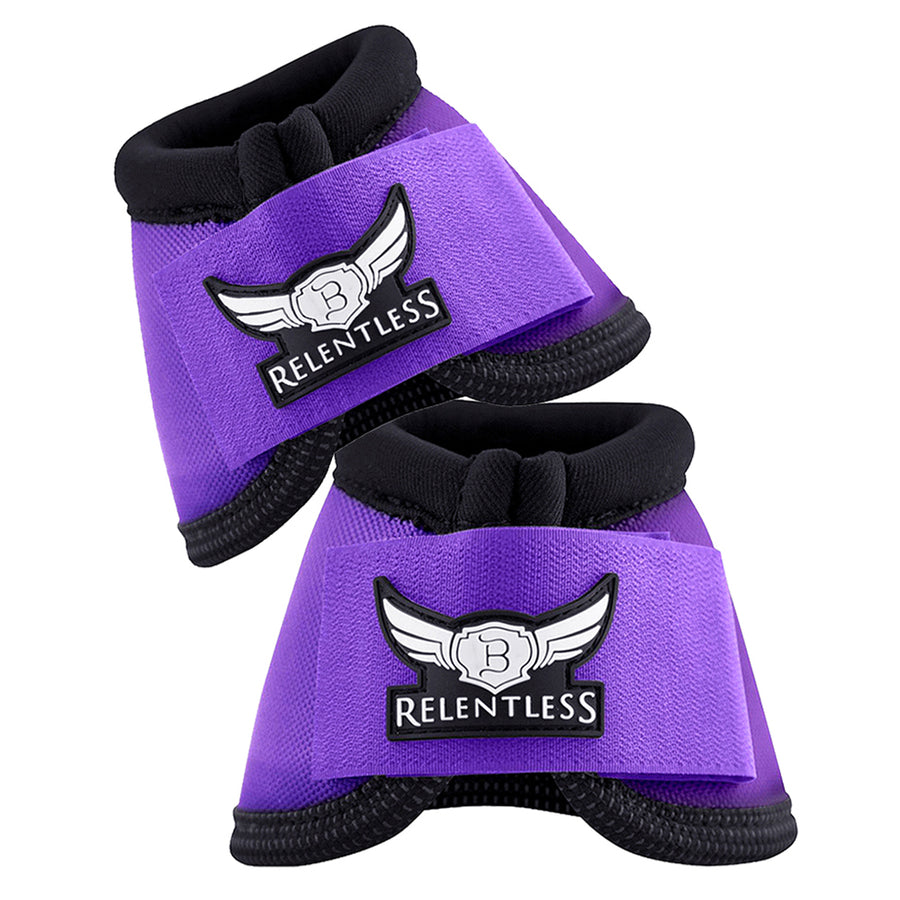 Purple fleece horse bell boots with black trim - Uhorse