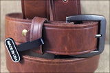 3D Brown Mens Basic Leather Belt Removable Brass Buckle