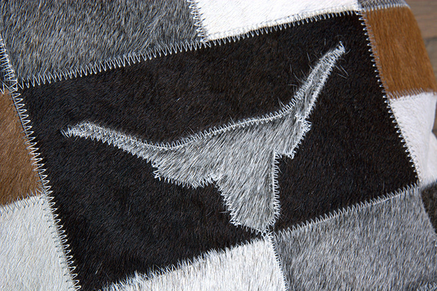 Western Cowhide Leather Hair On Patchwork Cushion Pillow Cover