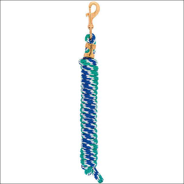 5/8" X 8' Weaver Polypropylene Soft Lead Rope W/ Solid Brass 225 Snap Blue Green