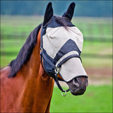 Full Horze Horse Long Nose Nylon Uv Rays Protect Fly Mask Hood Cover Brown Black
