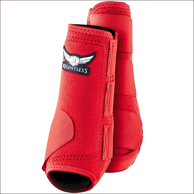 Red neoprene horse boots with winged logo patch - Uhorse