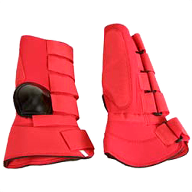 Red nylon horse leg wraps with black accents - Uhorse