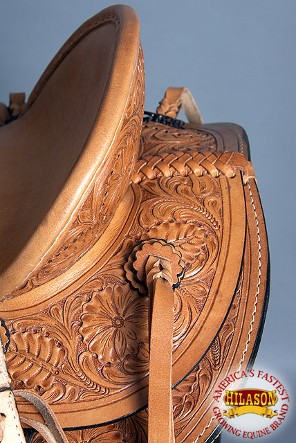 HILASON Western Horse Wade Saddle American Leather Ranch Roping Tan | Hand Tooled & For Horses