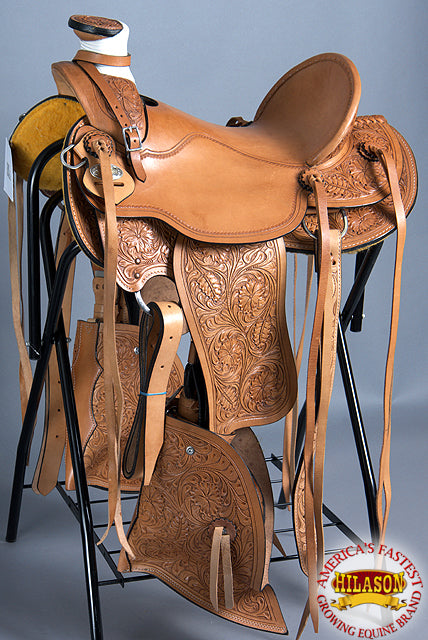 HILASON Western Horse Wade Saddle American Leather Ranch Roping Tan | Hand Tooled & For Horses