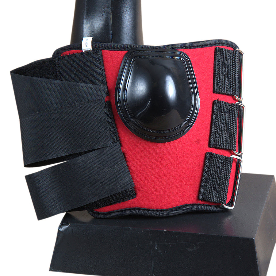 Red and black nylon leg protection boots with buckle closures - Uhorse