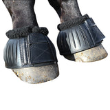 Large Professional Choice Fleece Lined Horse Open Rubber Bell Boots Black Pair - Uhorse