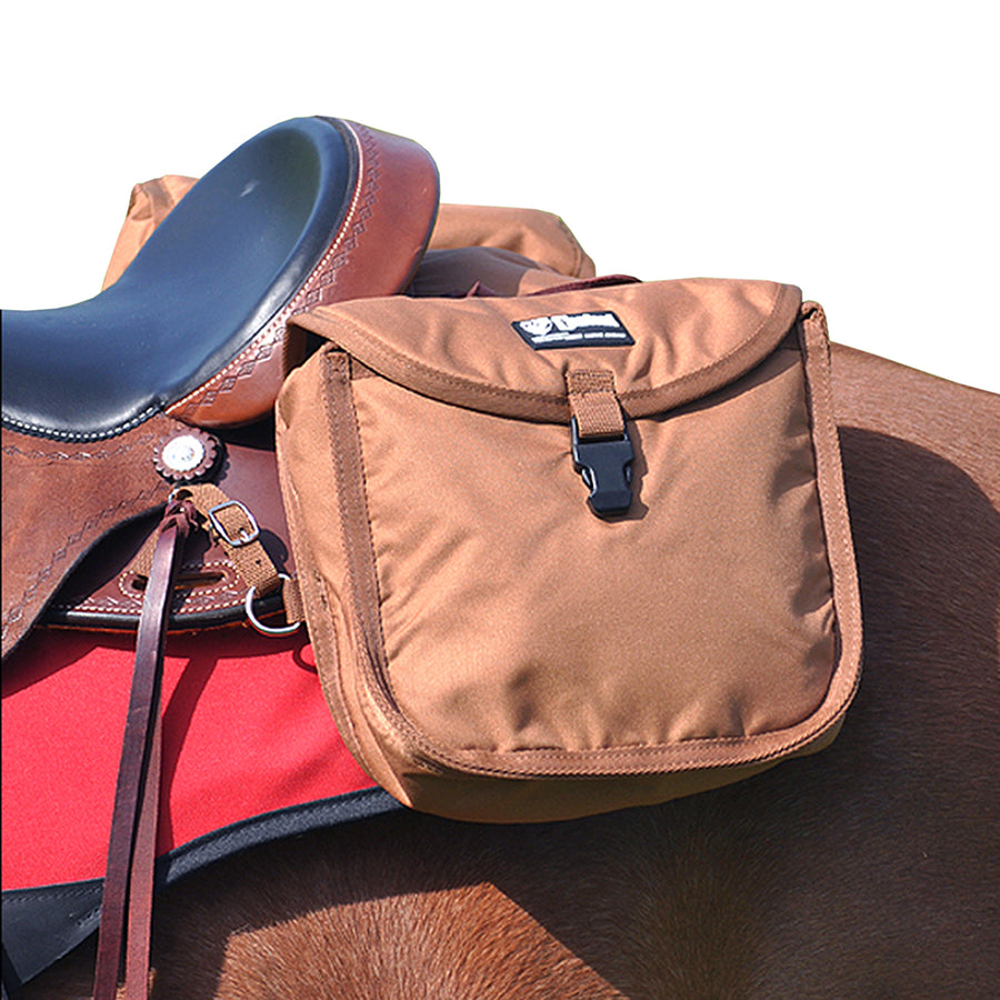 Tan canvas saddlebag with black buckle closure - Uhorse