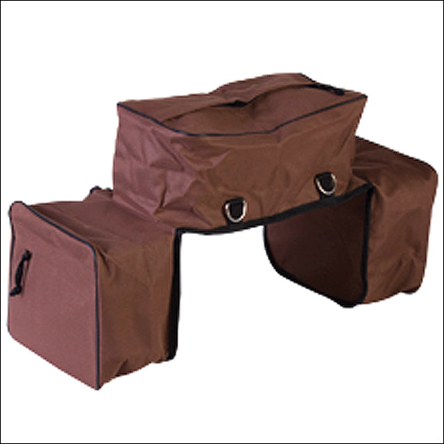 Brown nylon horse saddle bags with D-rings - Uhorse