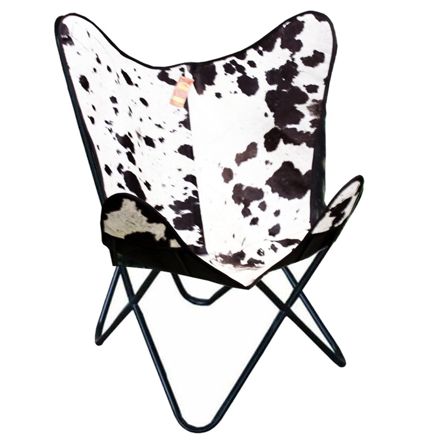 Butterfly chair with black and white cowhide fabric - Uhorse