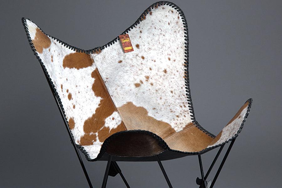 HILASON Genuine Leather Butterfly Chair Folding Lounge Modern Sling Accent Seat | Chair