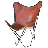 Genuine Leather Butterfly Chair Folding Lounge Modern Sling Accent Seat