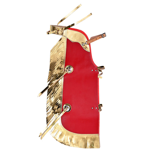 Hilason Western Leather Kids Junior Youth Pro Rodeo Bull Riding Chaps - Hilason