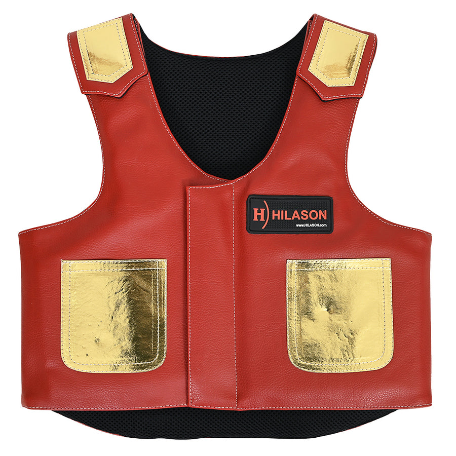 Hilason Kids Junior Youth Bull Riding Pro Rodeo Leather Protective Vest - Uhorse
