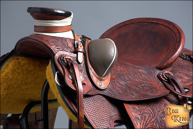 HILASON Western Horse Wade Saddle American Leather Ranch Roping Mahogany | Hand Tooled & For Horses