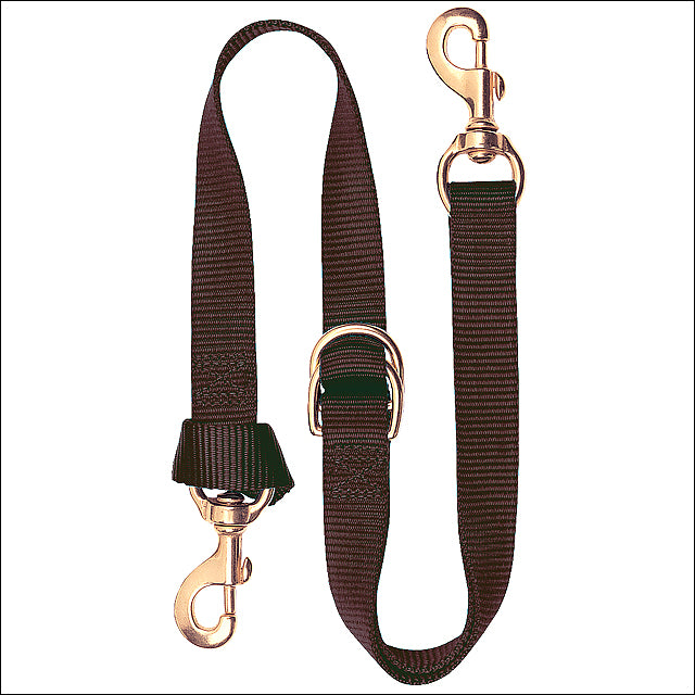 1X40 Horse Tack Deluxe Nylon Tie Down Strap with Brass Snap Brown - Uhorse