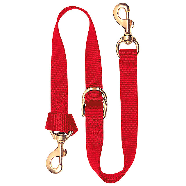 1X40 Horse Tack Deluxe Nylon Tie Down Strap with Brass Snap Red - Uhorse