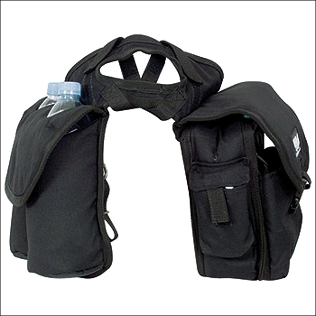 Black nylon saddle bags with multiple pockets - Uhorse