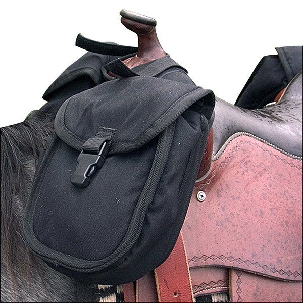 Small Classic Equine Horn Saddle Bag W/ Criss Cross Straps Black – by Hilason – Cowboy and equestrian accessories