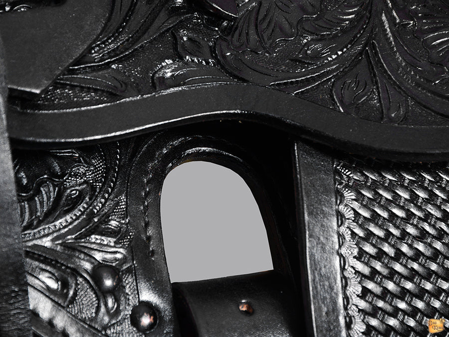 HILASON Western Horse Wade Saddle American Leather Ranch Roping Black | Hand Tooled & For Horses