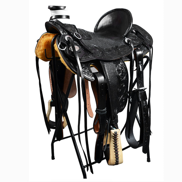 Western Horse Wade Saddle American Leather Ranch Roping Black Hilason - Uhorse
