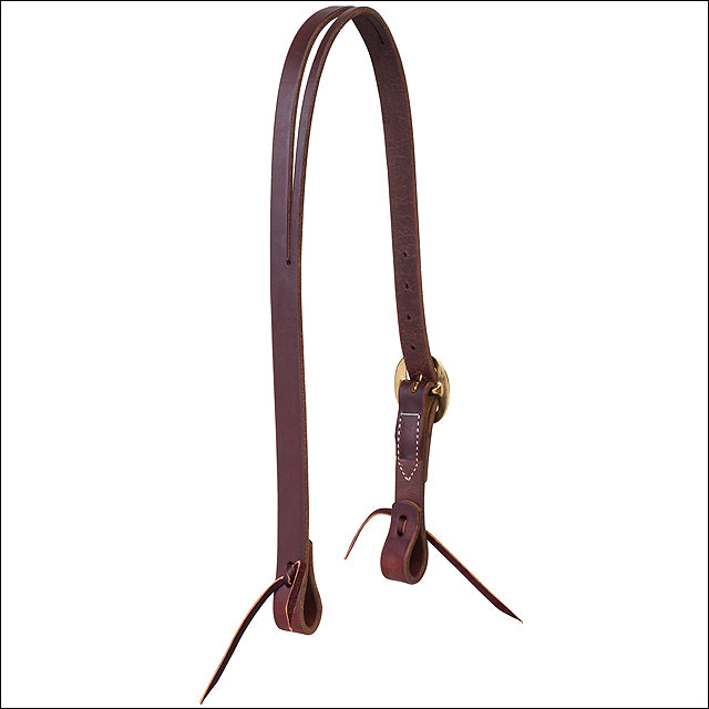 1" Working Cowboy Split Ear Horse Oiled Leather Headstall Solid Brass - Uhorse