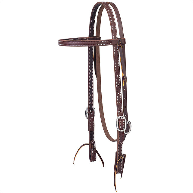 5/8" Weaver Working Cowboy Browband Horse Leather Headstall Stainless Steel
