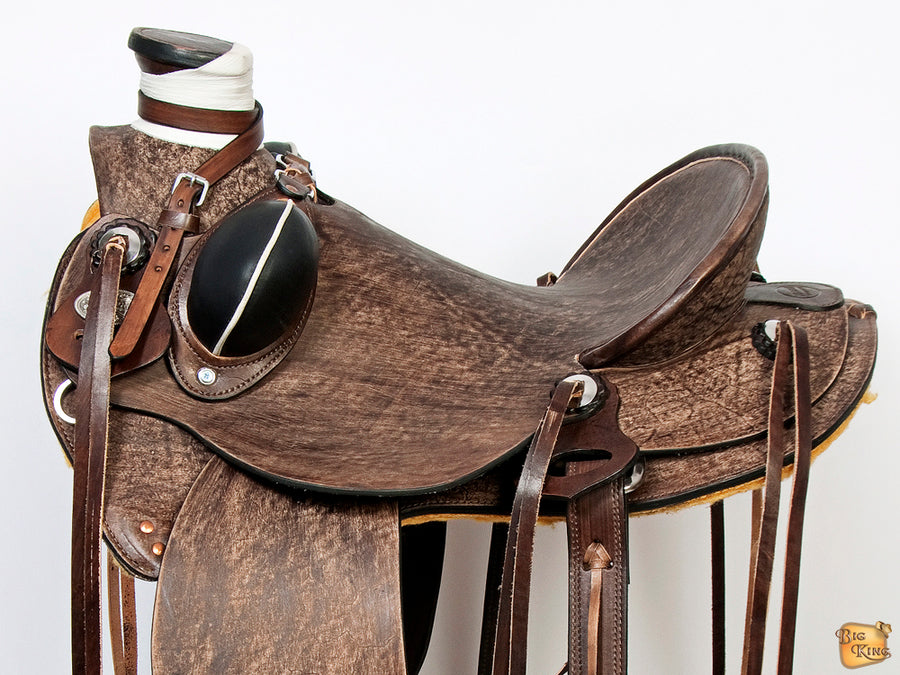 HILASON Western Horse Wade Saddle American Leather Ranch Roping Dark Brown | Hand Tooled & For Horses
