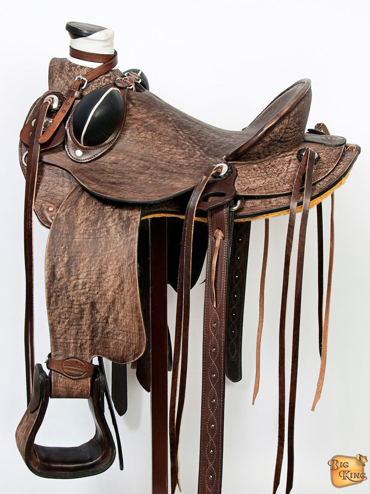 HILASON Western Horse Wade Saddle American Leather Ranch Roping Dark Brown | Hand Tooled & For Horses