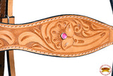Western Horse Headstall Tack Bridle American Leather Pink Fringes Hilason