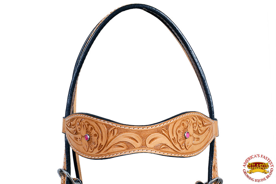 Western Horse Headstall Tack Bridle American Leather Pink Fringes Hilason