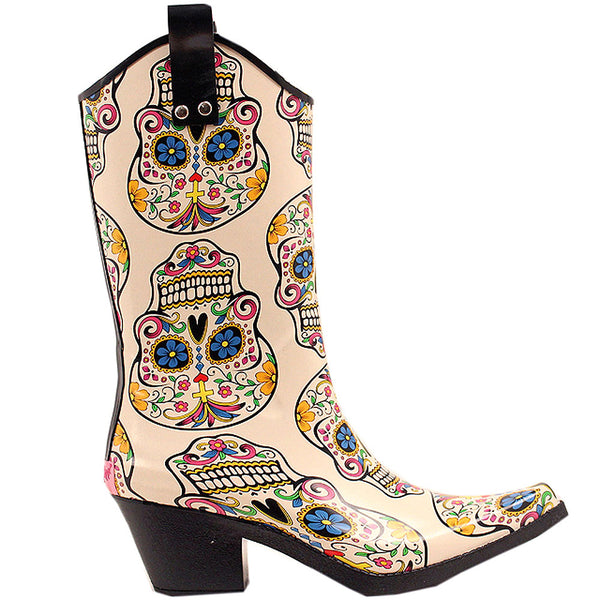 Blazin Roxx Roxy Ladies Sugar Skull Rain Boots Waterproof Snip Toe Cowgirl Heel - Uhorse