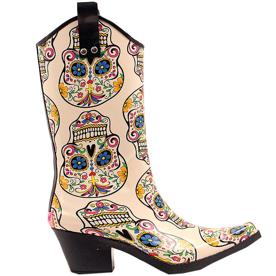 Blazin Roxx Roxy Ladies Sugar Skull Rain Boots Waterproof Snip Toe Cowgirl Heel - Uhorse