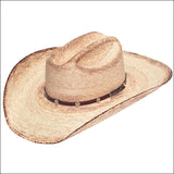 M&F Western Cowboy Hats Ariat Fired Palm Leaf Leather Band Star Concho