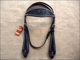 Western Horse Headstall Tack Bridle American Leather Floral Studs Hilason