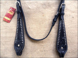 Western Horse Headstall Tack Bridle American Leather Floral Studs Hilason