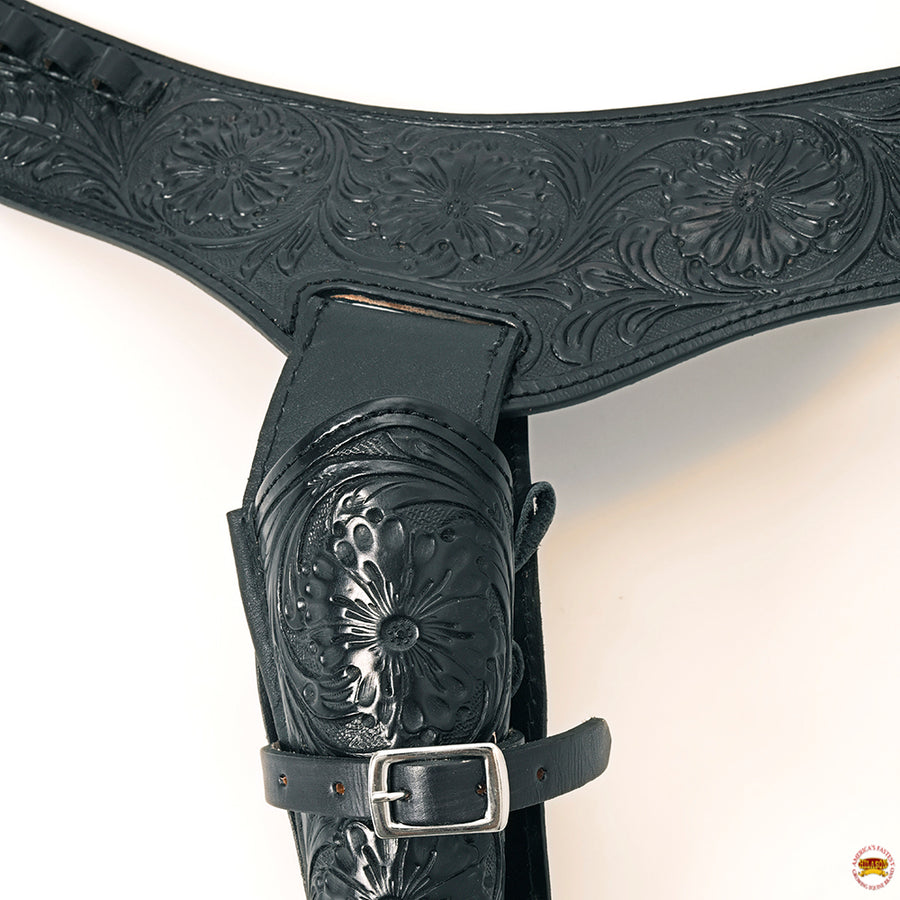 HILASON Western Right Hand Gun Holster Rig 44/45 Caliber Leather Cowboy | Costume Belt