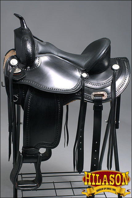 HILASON Western Horse Saddle American Leather Treeless Trail Pleasure | Barrel for Horses