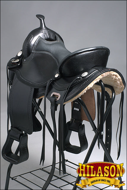 HILASON Western Horse Saddle American Leather Treeless Trail Pleasure | Barrel for Horses