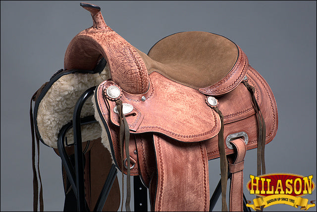 HILASON Western Horse Saddle American Leather Treeless Trail Pleasure | Barrel for Horses