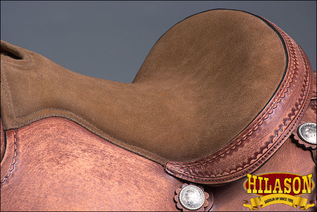 HILASON Western Horse Saddle American Leather Treeless Trail Pleasure | Barrel for Horses